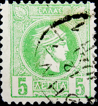 Греция 1891 год . Гермес . 5 L . Каталог 13 $ . (2)